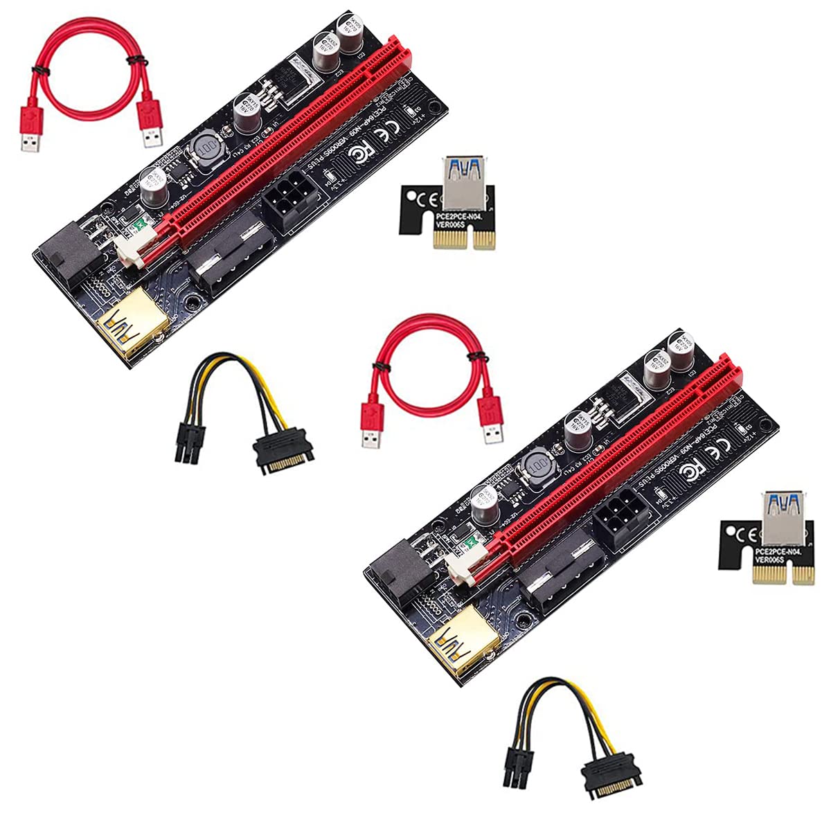 Verilux Pi+ VER009S Gold PCI-E 6Pin 1X to 16X Powered Pcie Riser Adapter Card & USB 3.0 Graphic Extension Cable GPU Riser Adapter-Mining Bitcoin, Ethereum ETH Zcash ZEC Monero XMR (VER009S 2 Pack) Verilux Pi+ VER009S Gold PCI-E 6Pin 1X to 16X Powered Pcie Riser Adapter Card & USB 3.0 Graphic Extension Cable GPU Riser Adapter-Mining Bitcoin, Ethereum ETH Zcash ZEC Monero XMR (VER009S 2 Pack)